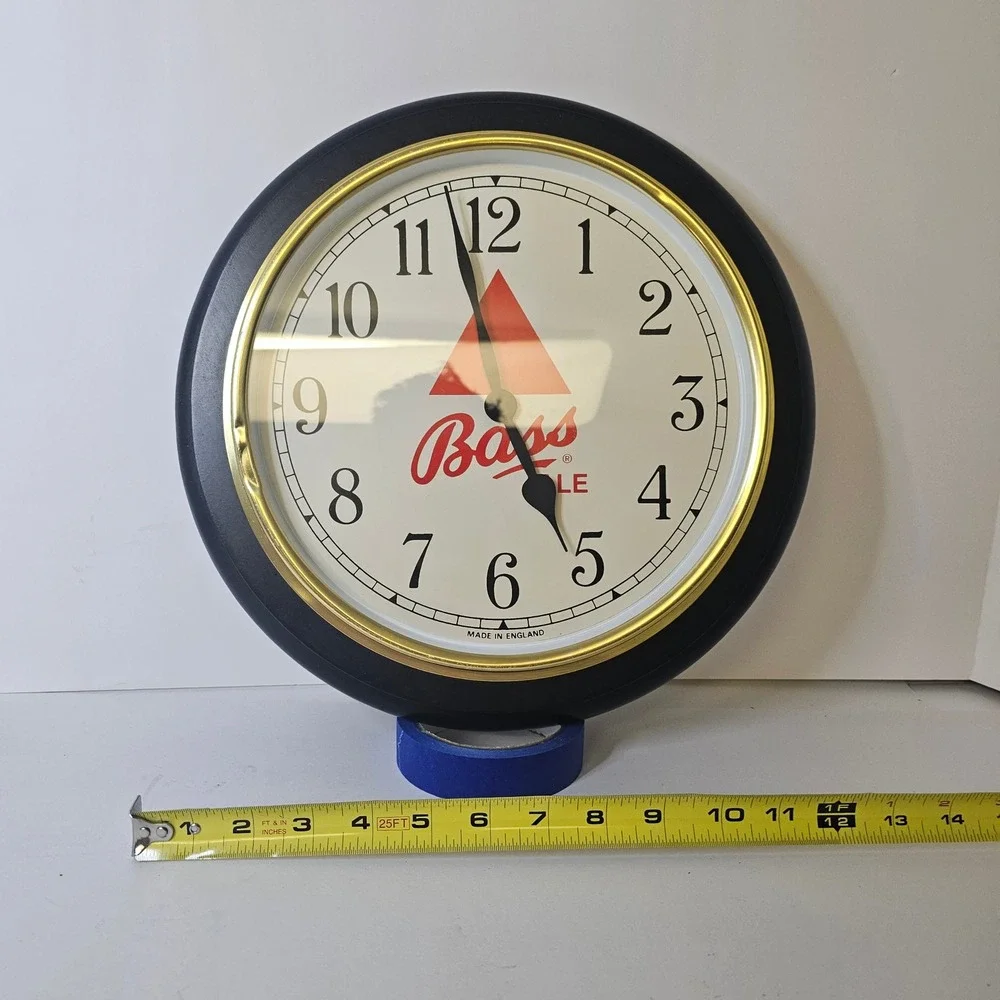 Vintage Bass Pale Ale Wall Clock Beer Bar Sign Made in England 13in man cave